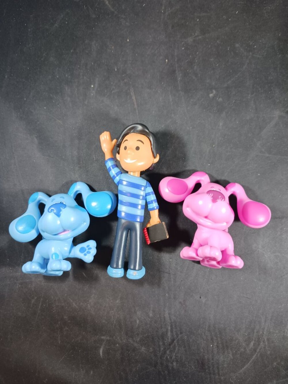 3pcs Blue's Clues & You Josh Magenta & Blue Dog Action Figure Lot Just Play